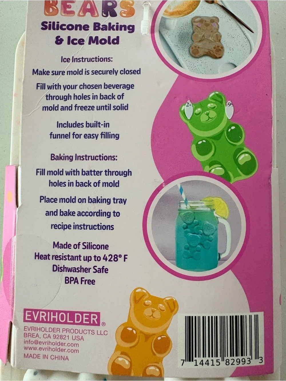 Chilly Bears Silicone Bear-Shaped Baking & Ice Mold NWT